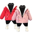 thumbnail image 1 of Esaierr Toddler Baby Girls Hooded Puffer Jacket Kids Winter Cotton Coat Thickened Warm Fleece Cotton Jacket Padded Tops for 1-8Y, 1 of 5