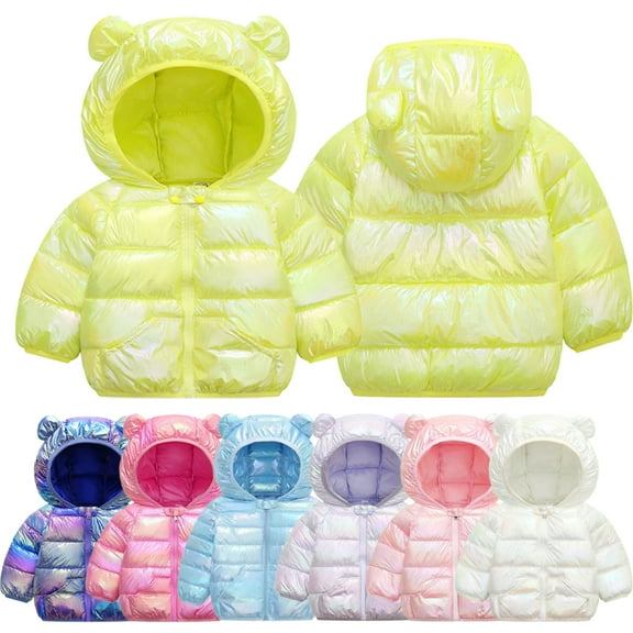 Esaierr Toddler Baby Down Jackets Winter Jackets Coats Puffer Down Outwear Light Puffer Thickened with Hooded Printed Autumn Winter for Girls Boys 1-7Y