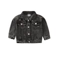 thumbnail image 1 of Esaierr Toddler Baby Kids Boys Girls Long Sleeve Denim Jacket Lapel Button Fashion Top 1-6Y Casual Outerwear Jacket Spring Autumn, 1 of 6