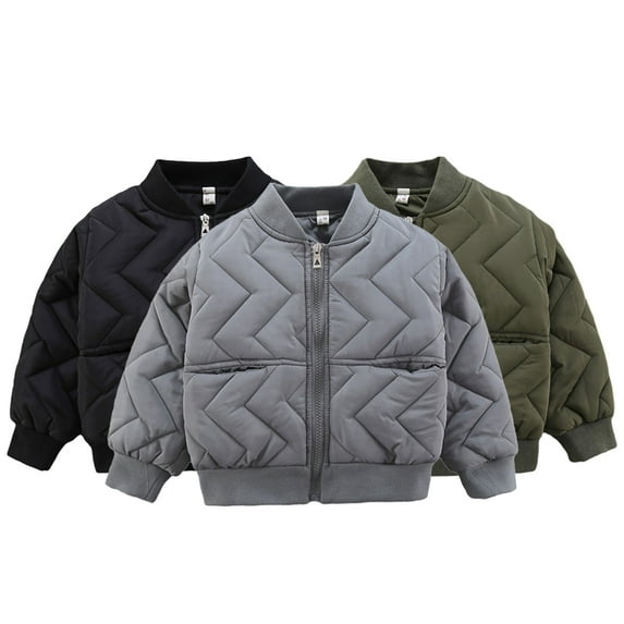 Esaierr Toddler Baby Kids Boys Varsity Baseball Jacket Coats Stand Collar Warm Cotton Jacket Button Sweatshirt Fall Winter Thickened School Outerwear 1-8 Years