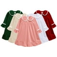 thumbnail image 1 of Esaierr Toddler Baby Kids Girls Winter Pajamas Silky Robe Ruffles Dress Bathrobe Crewneck Long Sleeve Fall Girls Sleepwear for 3M-11Y, 1 of 5