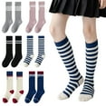thumbnail image 1 of Esaierr Toddler Baby Knee High Socks for Kids Girls Letter Stripes Cotton Spring Socks Stripes Autumn Socks for 2 Pairs 3-10Y, 1 of 5