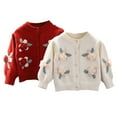 thumbnail image 1 of Esaierr Toddler Baby knit Sweater Cardigan for Kids Girls Knit Cardigan Crewneck Long Sleeve Flower Sweater for 9M-6Y, 1 of 5