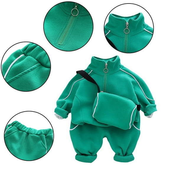 Esaierr Toddler Boy Girls Clothes Outfit for Baby Sweatshirt Top + Pants Outfit Set 3PCS Long Sleeve Winter Casual Solid Colour Sweatsuit Set for 1-5Y