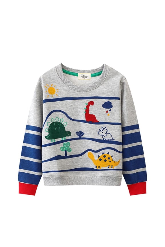 Toddler Boy Sweatshirt Round Neck Bottoming Shirt Long-Sleeved Sweatshirt Autumn Printed Tops