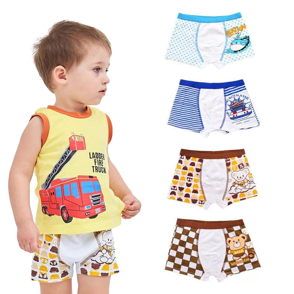 Godderr 4PCS 2 12 Years Boys Underwear Briefs for Baby Kids Antibacterial Cotton Cartoon Print Shorts Toddler Boys Underwear Boxer Briefs Walmart