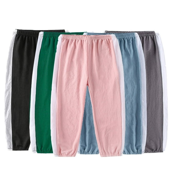 Esaierr Toddler Boys Girls Colour Blocking Jogger Casual Pants Kids Baby Elasticated Waist Anti-Mosquito Lantern Pants Spring Summer Sunscreen Trousers 1-10T