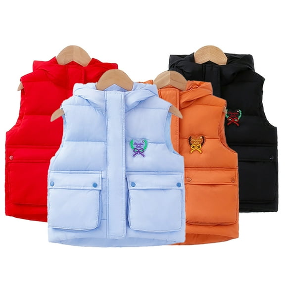 Esaierr Toddler Boys Girls Fall Winter down Puffer Cotton Vest Sleeveless Jacket for Kids Hooded down Cotton Waistcoat for 3-8 Years Old