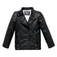 thumbnail image 1 of Esaierr Toddler Boys Girls Leather Jacket Coats for Kids Teenagers Boys Girls Fleece Lined PU Leather Jacket Outwear Baby Boys Girls Fall Winter Slant Zipper Leather Jacket 2-14Y, 1 of 7