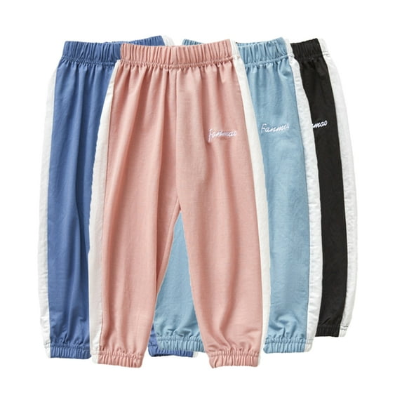 Esaierr Toddler Boys Girls Sweatpants Spring Summer Anti-Mosquito Trousers Kids Solid Color Cotton Jogger Casual Pants for Baby Thin Section Bottoms 2-12T