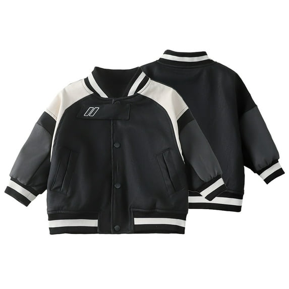 Esaierr Toddler Boys Girls Winter Leather Jacket Coats for Kids Padded Motorcycle Faux Leather Jackets Coats 1-10Y Thickened Warm Outwear