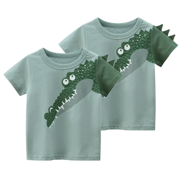 Esaierr Toddler Boys Short Sleeve T Shirt Cartoon Dinosaur Prints Tops Kids Baby Boys Summer Tees Outfit for 1-9 Years