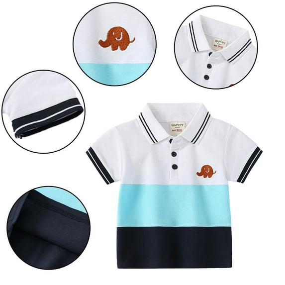 Esaierr Toddler Boys Short Sleeve T Shirt for Kids Summer Clothes Tees Shirts 1-8 Years Cotton Color Block Casual Tops for Boys