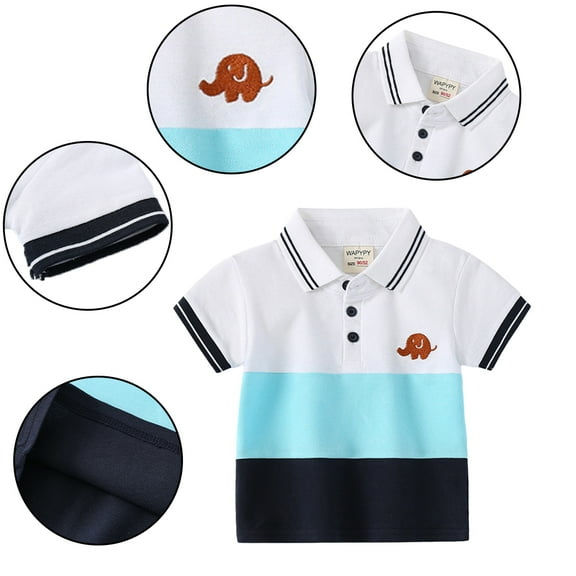 Esaierr Toddler Boys Short Sleeve T Shirt for Kids Summer Clothes Tees Shirts 1-8 Years Cotton Color Block Casual Tops for Boys