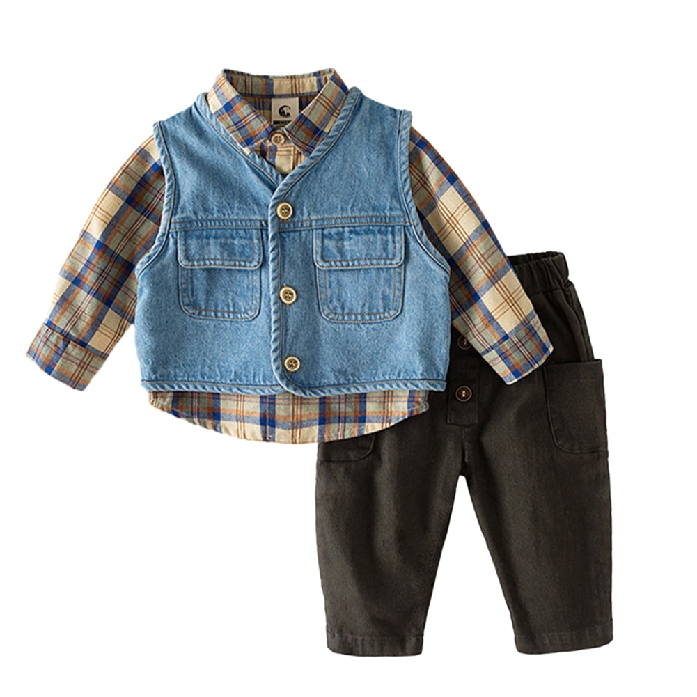 Esaierr Toddler Boys Spring Autumn Clothes, Baby Boys 3PCS Outfit Denim