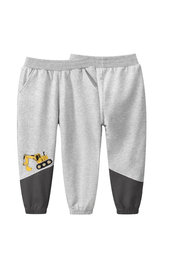 Toddler Boys Sweat Pants Cotton Sweeatpants Pure Color Cartoon Active Jogger Pants Spring Fall Elastic Waist Trousers for Kids 1-10 Years