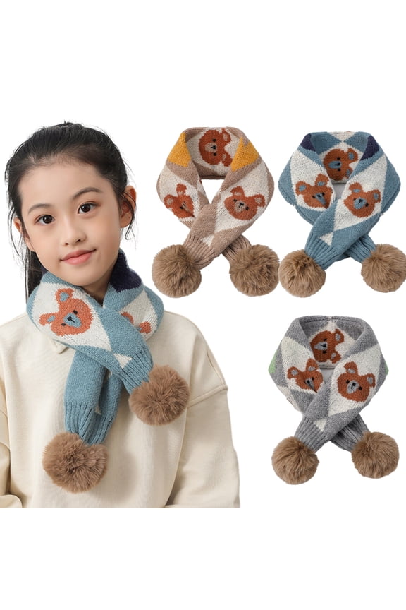 Toddler Cartoon Scarf Baby Winter Scarf Warm Knit Scarf for Kids Boys Girls