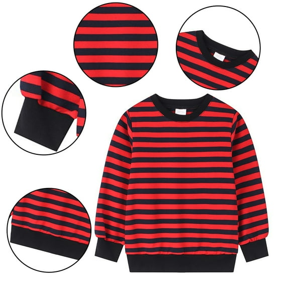 Esaierr Toddler Crewneck Sweatshirt for Kids Boys Girls Sweatshirt Stripes Winter Loose Stripes Sweatshirt Tops for 4-12Y