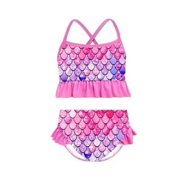 Esaierr Toddler Girl Swimsuit Two Pieces Bikini Set Ruffle Summer Beach Bathing Suit Two-Piece Set for 4T-8T