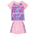 thumbnail image 1 of Esaierr Toddler Girl Swimsuits Two Piece Beach Rash Short Sleeve Shorts Protective Swimsuit for 4T-10T, 1 of 5