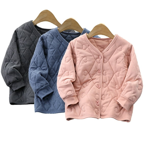 Esaierr Toddler Girls Boys Fleece Warm Jacket Cotton Jacket for 4-13Y for Kids Outerwear Jackets Long Sleeve Warm Button Jacket Outerwear