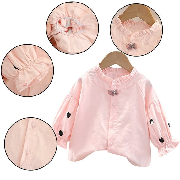 Esaierr Toddler Girls Cotton Shirt Cardigan for Baby Newborn Clothes Long Sleeve Button Cardigan Kids Clothes for 9M-6Y