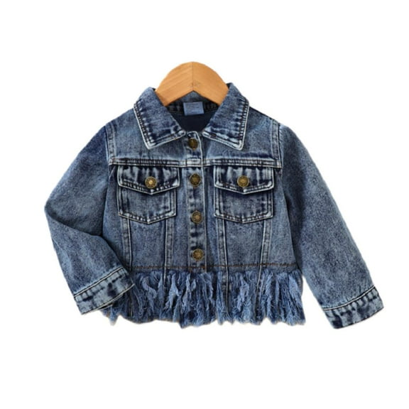 Esaierr Toddler Girls Denim Jacket,Baby Toddler Button Denim Jacket Spring Autumn Clothing Blue Jacket Outerwear for Kids 12M-6Y