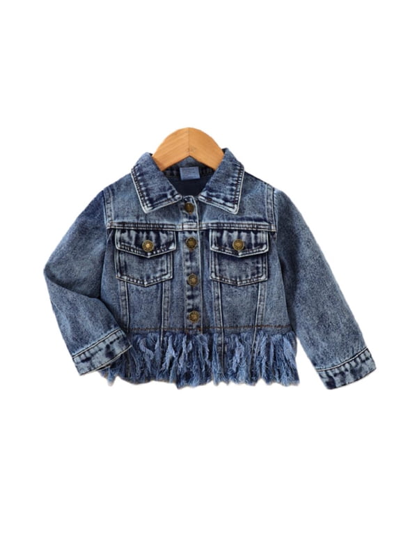 Toddler Girls Denim Jacket,Baby Toddler Button Denim Jacket Spring Autumn Clothing Blue Jacket Outerwear for Kids 12M-6Y