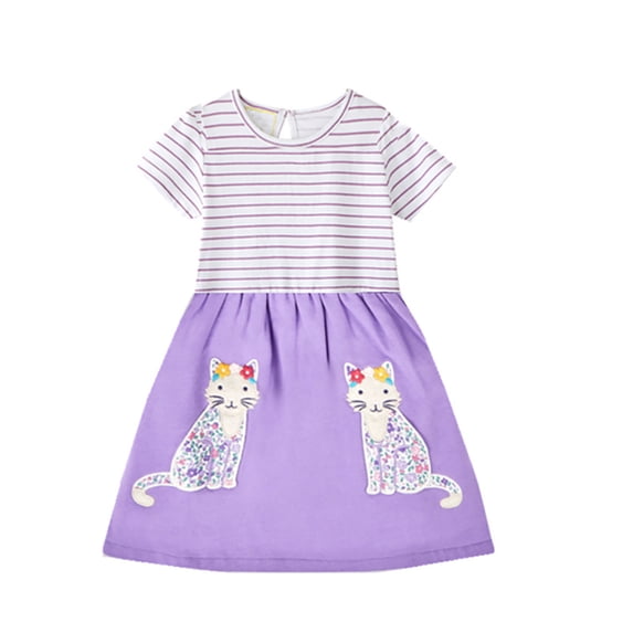 Esaierr Toddler Girls Dress Summer Printed Tutu Dresses for Girls 2-8 Years Short Sleeve Casual Sundress for Kids