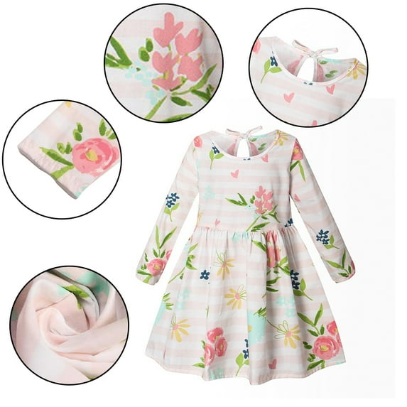 Esaierr Toddler Girls Long Sleeve Dress Baby Newborn Printed Dresses Cotton Casual Winter Dress for 6M-6T