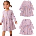 thumbnail image 1 of Esaierr Toddler Girls Long Sleeve Dresses Kids Cotton Spring Fall Printed Sundress Baby Swing Twirl Princess Dresses for Girls 2-7 Years, 1 of 9