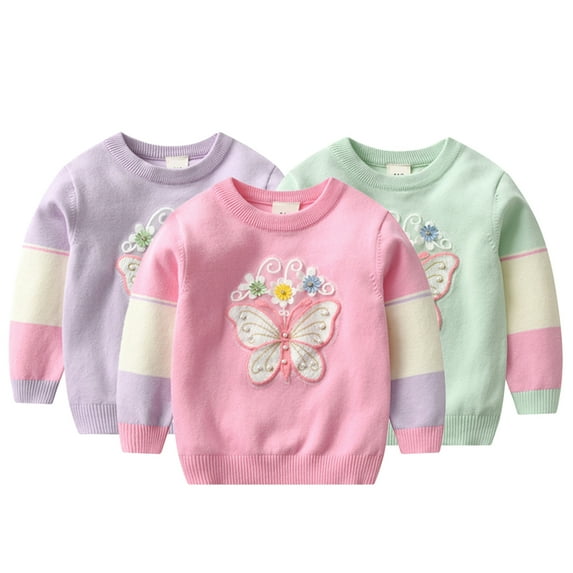 Esaierr Toddler Girls Pullover Sweater Kids Crewneck Winter Sweater Cute Long Sleeve Tops Sweatshirts Shirts for 1-7Y