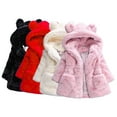 thumbnail image 1 of Esaierr Toddler Girls Winter Fleece Coat 9M-8Y Kids Baby New Warm Outwear Mid length Newborn Thickened Cotton Hooded Faux Fur Jacket, 1 of 8