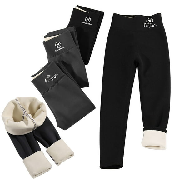 Esaierr Toddler Girls Winter Pants Warm Thick Leggings for Kids Fleece Lined Leggings Stretch Solid Color Long Pants for 3-14Y