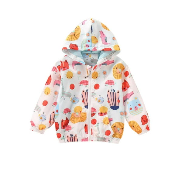 Esaierr Toddler Hooded Outerwear Spring Fall Jackets for Girls, 3-8Y Hooded Outerwear Jackets,Lightweight Kids Coats Windbreaker Casual Outerwear