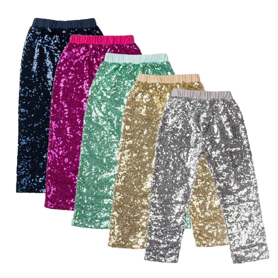 Esaierr Toddler Kids Baby Casual Pants Sequin Warm Trousers for Girls Glitter Elastic Waist Bottom for Spring Fall 0-8 Years