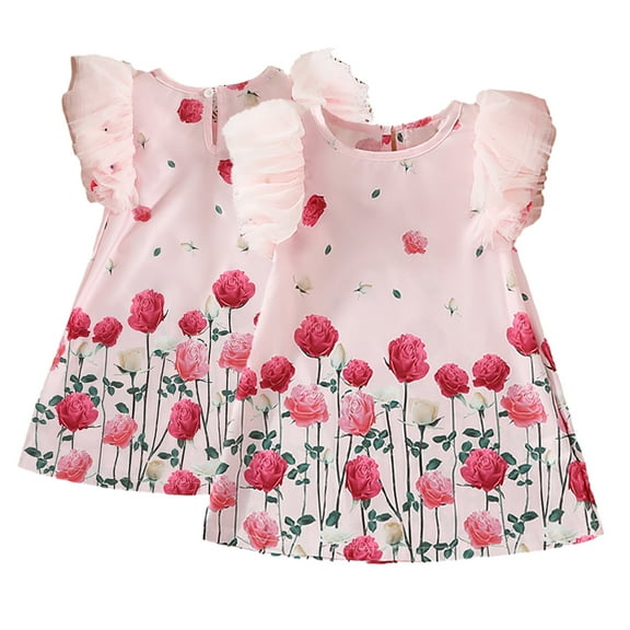 Esaierr Toddler Kids Baby Girls Dresses Skirt Summer Floral Dress A-Line Dresses Casual Stylish Comfortable Printed Princess Dress for 4-8Years Old