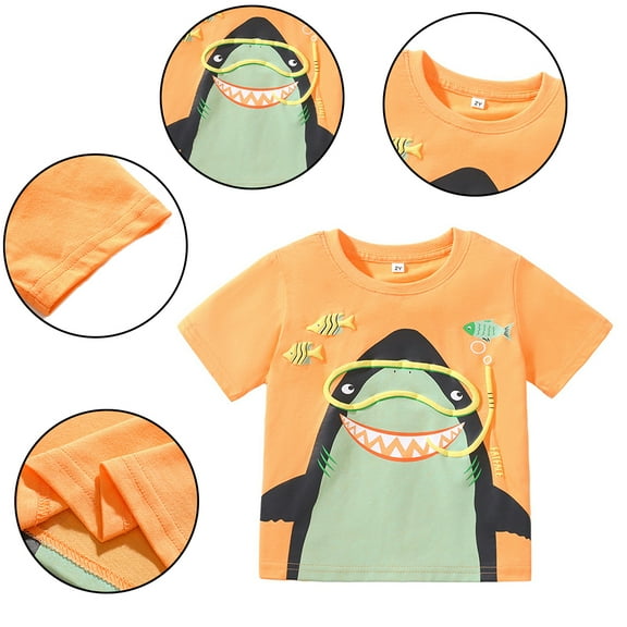 Esaierr Toddler Kids Baby Short Sleeve T-Shirt Summer Cotton TShirts Tees Boys Cartoon T-Shirt for Boys 2-8Years