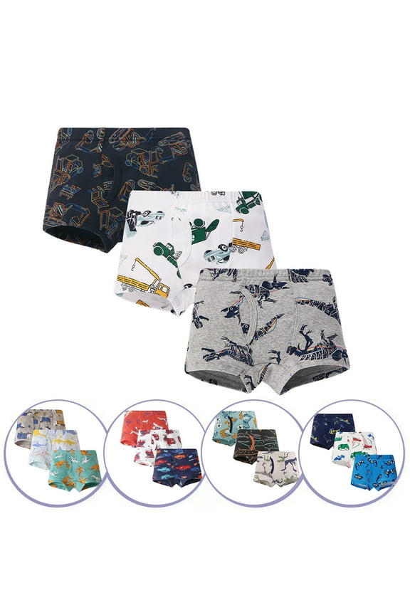 Toddler Kids Boxer Briefs Underwear for Boys,Baby Breathable Soft Comfortable Cotton Boxer Briefs Dinosaur Training Boyshorts Little Boys Underwear 3pack for 3-8 Years Old