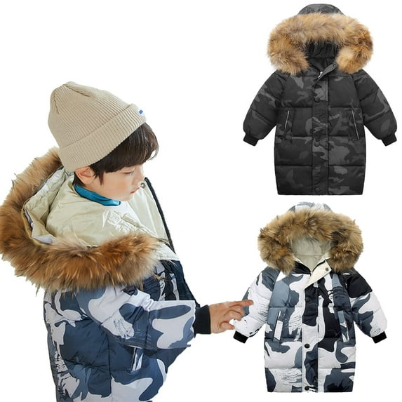 Esaierr Toddler Kids Boys Girls Camouflage Warm Cotton Jacket,1-10 Years Old Thickened Winter Cotton Coats,Button Winter Cotton Coats,Long Sleeved Zipper Button Winter Coats