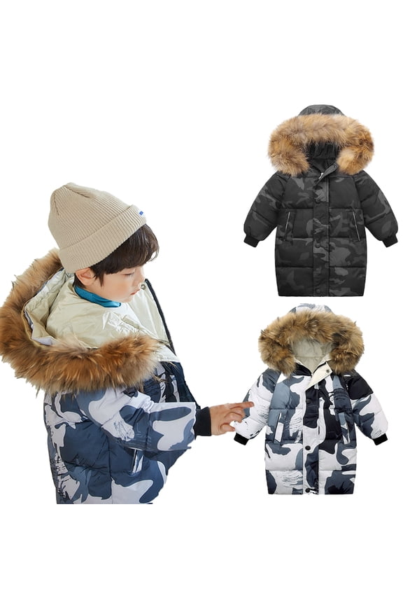 Toddler Kids Boys Girls Camouflage Warm Cotton Jacket,1-10 Years Old Thickened Winter Cotton Coats,Button Winter Cotton Coats,Long Sleeved Zipper Button Winter Coats