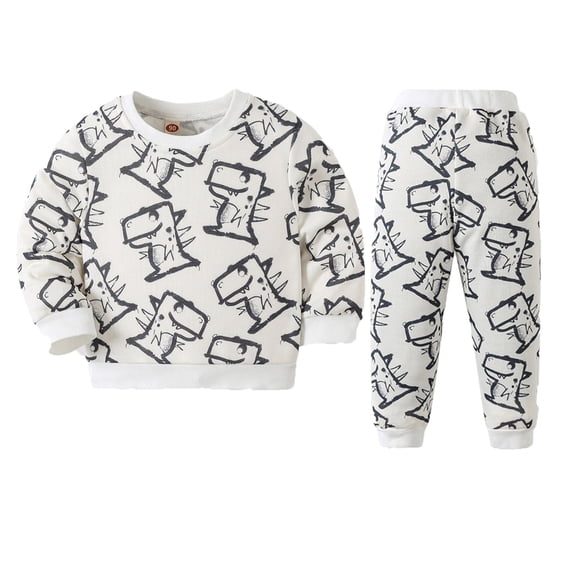 Esaierr Toddler Kids Boys Girls Spring Fall Dinosaur Sweatshirt Tracksuit Sets 2PCS Cotton Long Sleeve Pullover Sweatsuit Jogger Pants Outfit for 3-12 Years Old
