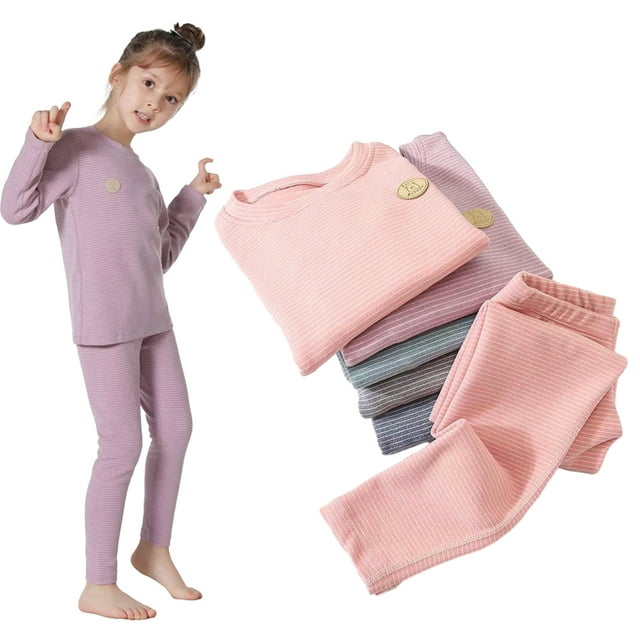 Esaierr 2PCS Toddler Boys Girls Thermal Underwear Set Kids Thermals Long Johns Tops Bottom Warm