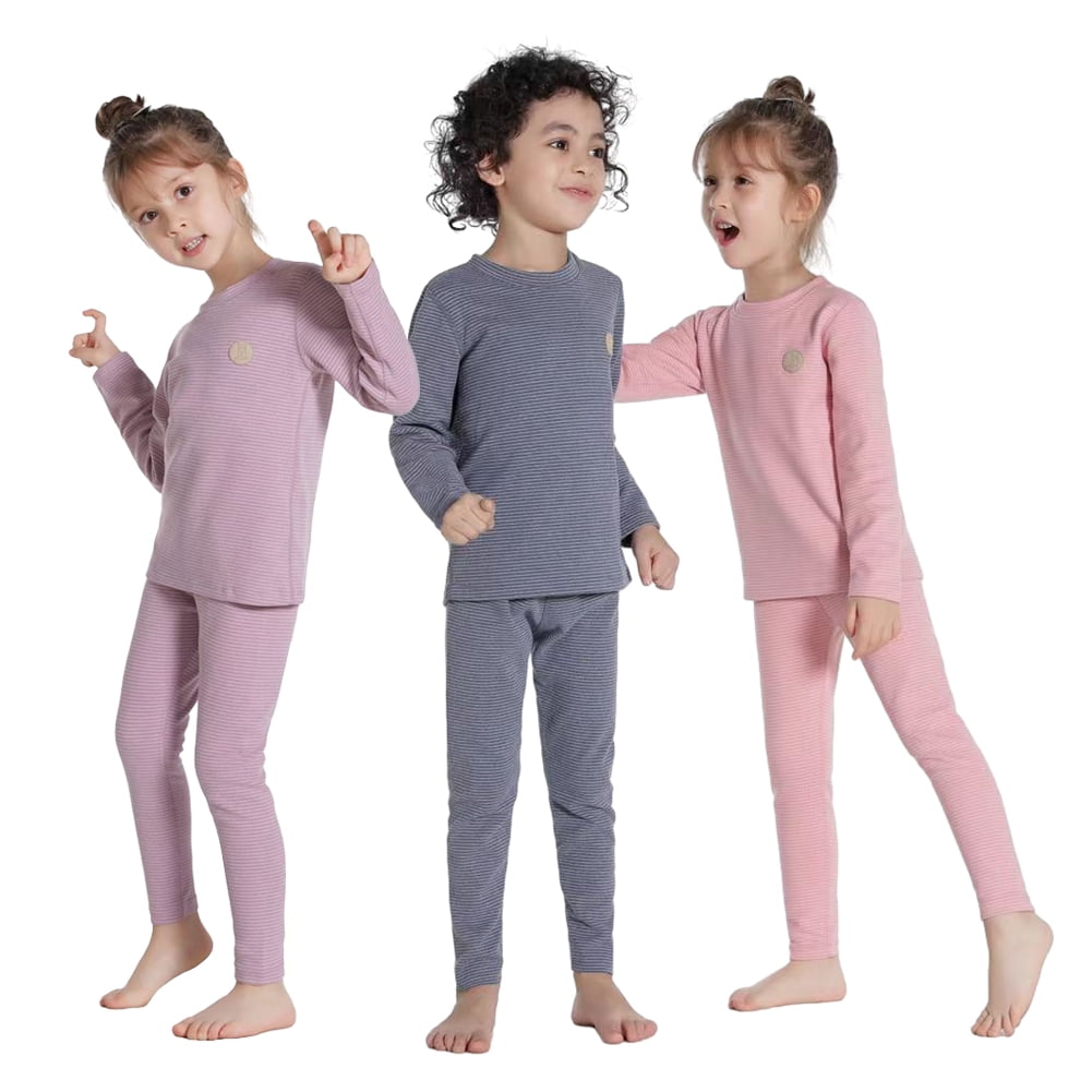 Elowel Thermal Underwear Set for Girls Kids Thermals Base Layer XS
