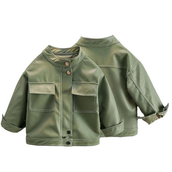 Esaierr Toddler Kids Boys Leather Jackets Coats Childrens Motorcycle Faux Leather Jackets Baby Boys with Pockets Leather Outwear Coats for 1-12 Years