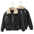 thumbnail image 1 of Esaierr Toddler Kids Boys PU Leather Jackets for Spring Children Boys Lapel Warm Motorcycle Faux Leather Jacket Zipper Long-Sleeved Short Leather Outerwear Coats for 1-7 Years, 1 of 8