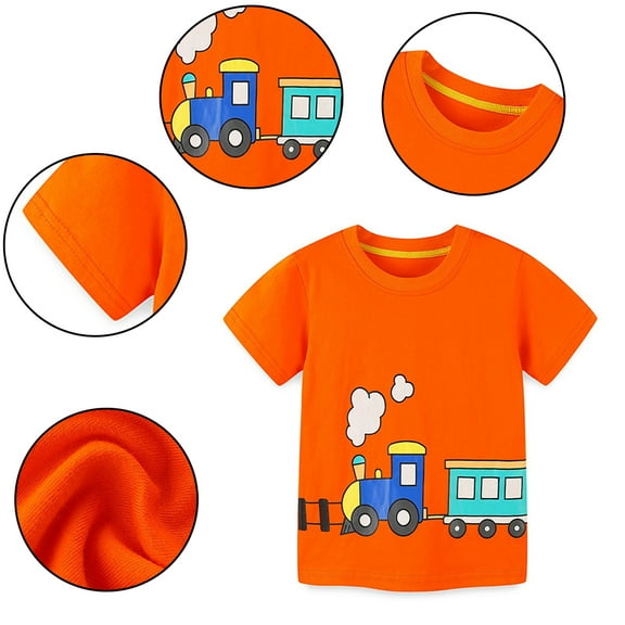 Esaierr Toddler Kids Boys Short Sleeve T-Shirt 2-8Years Baby Summer Cotton TShirts Tees Boys Cartoon Car T-Shirt