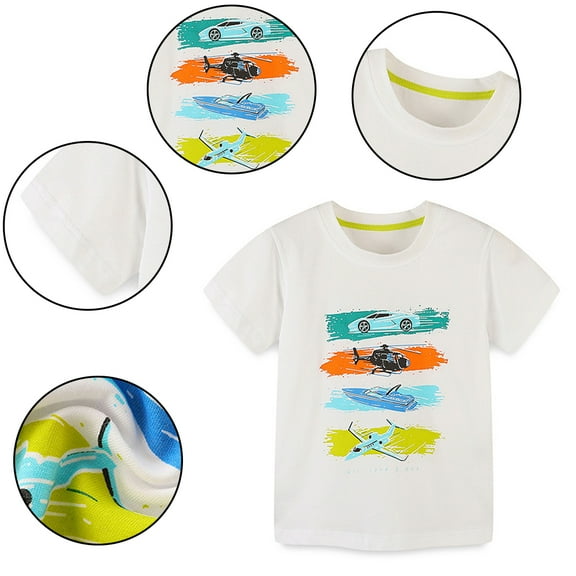 Esaierr Toddler Kids Boys Soft T-Shirt Short Sleeve Tees 1-10Years Baby Summer Soft Cotton TShirts Cartoon Casual T-Shirt,Size 2-7T