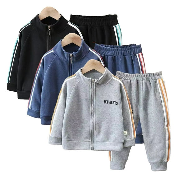 Esaierr Toddler Kids Boys Sports Sweatshirt Set Tracksuit Zip up Sweat Jacket Baby Clothes Long Sleeve Sweatsuit Jogger Pants Casual Spring Fall Outfits Set for 1-5Y