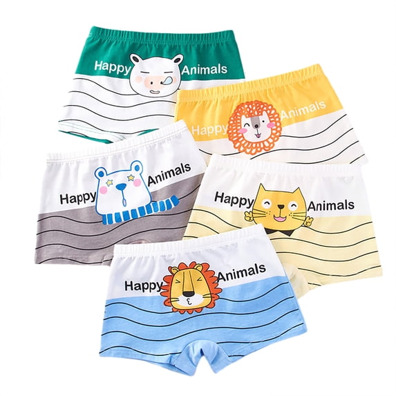 Esaierr Toddler Kids Boys Underwear Boxer Briefs Shorts Cotton Baby Cartoon Animals 4PCS Little Boys Soft Shorts for 2-9 Years